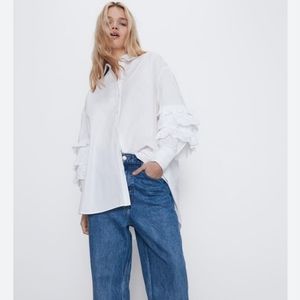 Zara Combination Oversized Poplin Shirt
